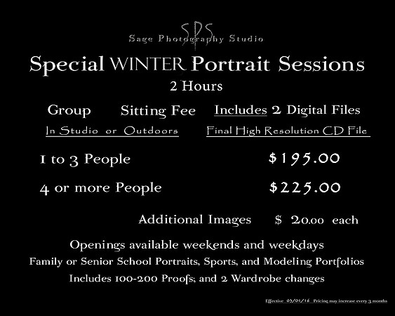 Portrait Price List 16x20  2014 12 15
