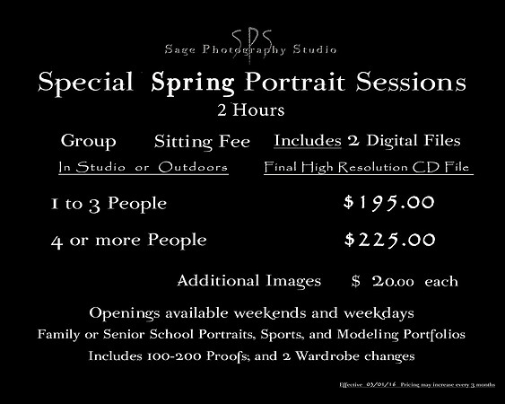 Portrait Price List 16x20  2014 12 15