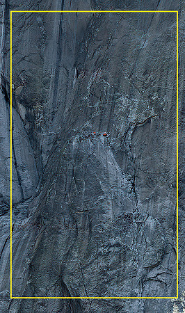 Close-up insert of 'Orange- Portalege' on El Cap